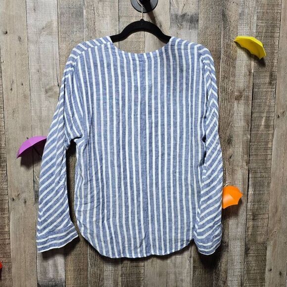 5/$25 Rails Lily Parisian Blue Stripe Linen Blend Top - Picture 3 of 5